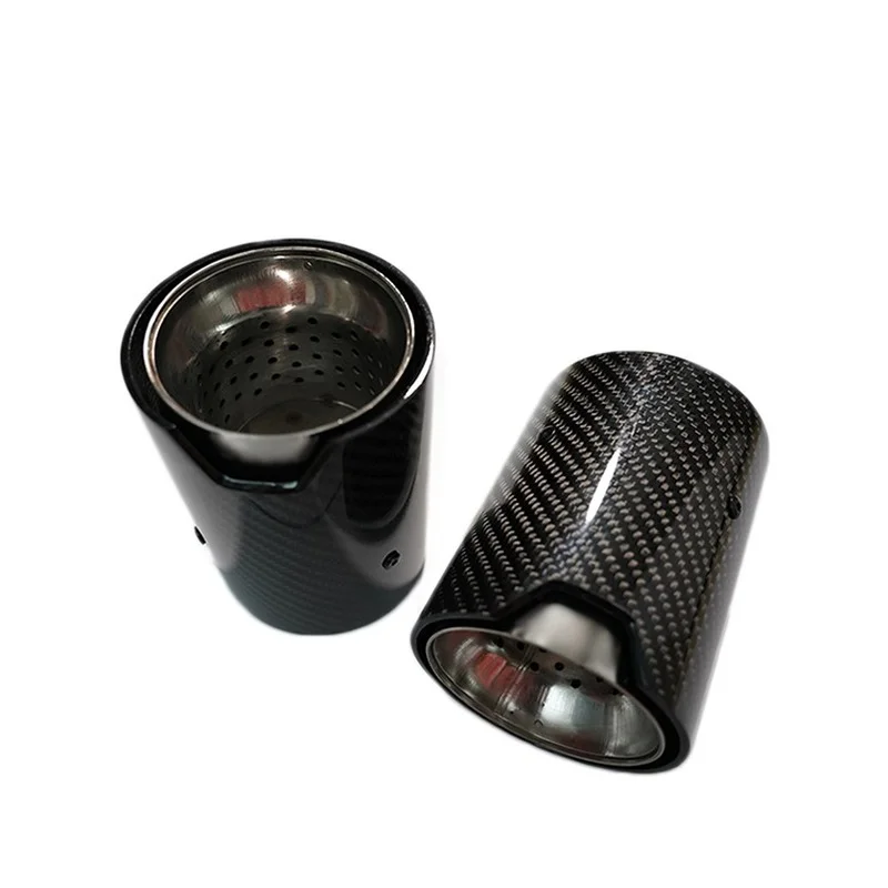 High Quality Glossy Black Carbon Fiber Muffler Tip Exhaust Tip M style Car Exhaust Pipe Tip for BMW