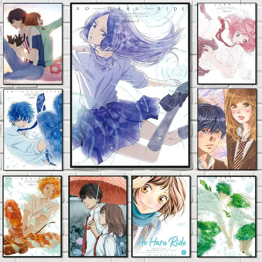 Anime Ao Haru Ride Cartoon Anime Poster Watercolor Art Kids Room Decoration Wall Hanging Painting Kids Gift