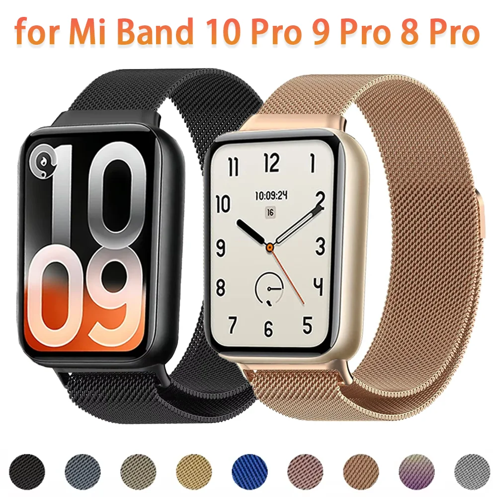 Milanese Loop Armband für Xiaomi Mi Band 10 Pro 9 Pro 8 Pro Metall Magnetisches Armband Redmi Watch 6 5 4 Correa Zubehör