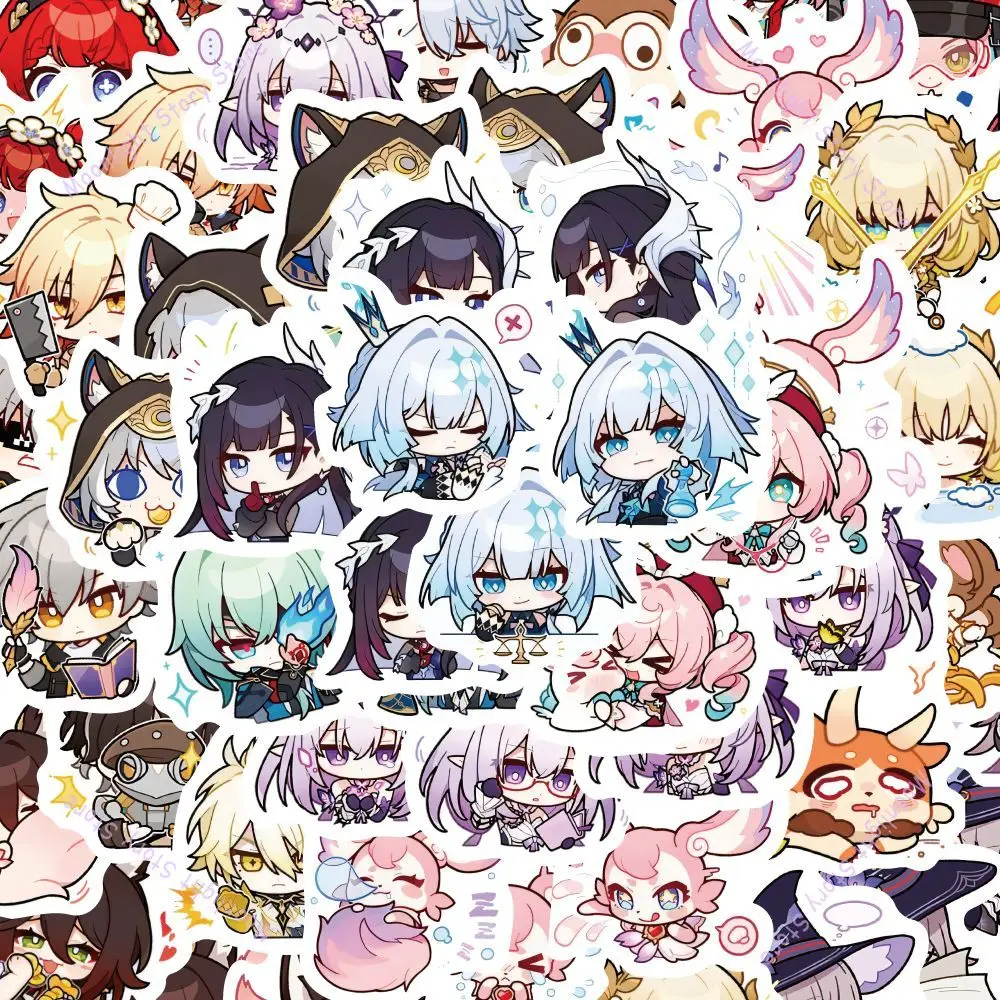 Honkai Star Rail Game Periphery Sticker Cute Chibi Style Dan Heng Herta Pela Bronya Emoji Stickers Notebook Cover Sticker