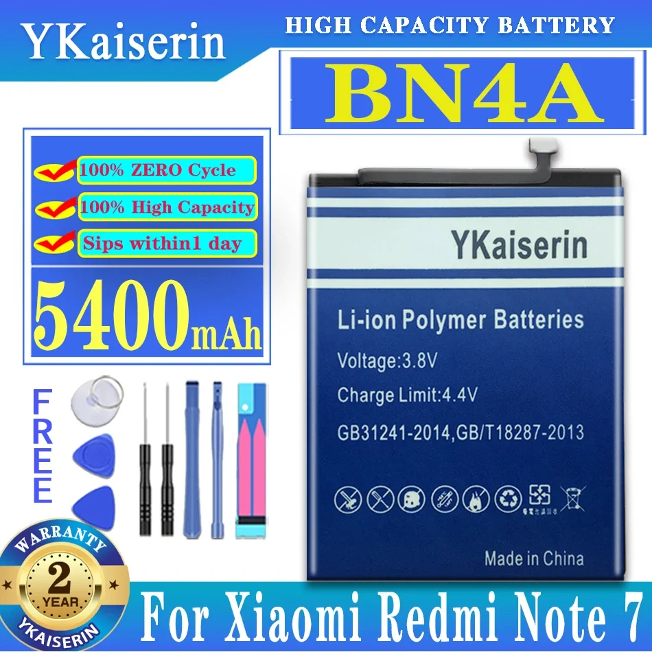 YKaiserin BN4A 5400MAH Replacement Battery For Xiaomi Redmi Note 7 Note7 + Track Code