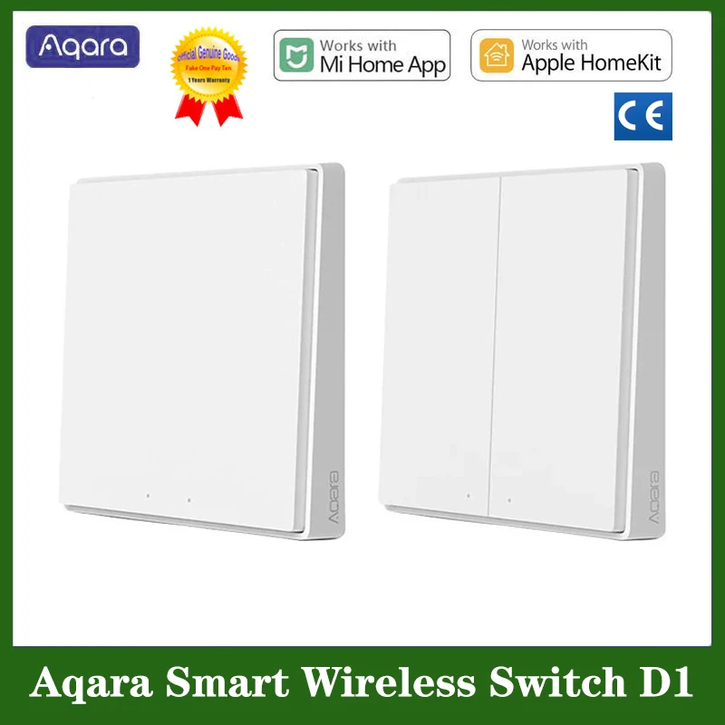 Aqara Interruttore da parete D1 Zigbee Pulsante luce wireless intelligente Telecomando compatibile con l'app Mijia HomeKit WiFi