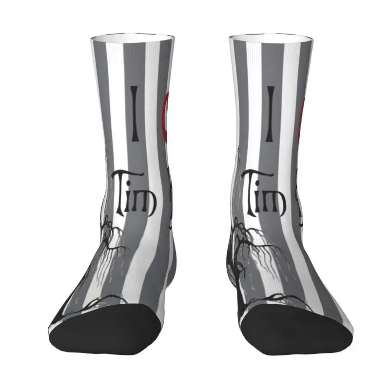 Kawaii طباعة أنا أحب تيم بيرتون الجوارب للرجال النساء بسط الصيف الخريف الشتاء طاقم الجوارب #1