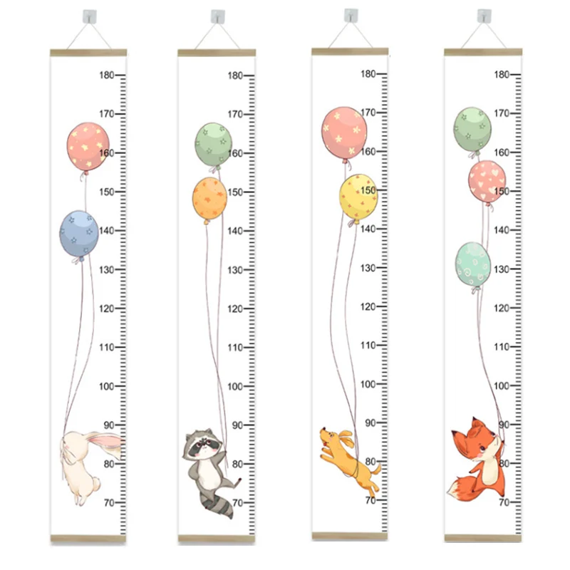 Cartoon Rabbit Animals Height Measurement Guage Meter Wall Hanging Decor for Children\'s Kids Interior Room Balloon Growth Chart