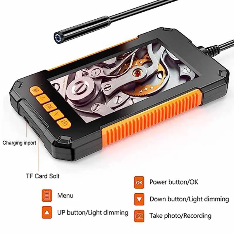 Endoscope Inspection Camera 1080P 8mm Single Lens 4.3 Inch LCD Screen 5M Cable  IP67 Waterproof For Car Sewer Drain Pipe