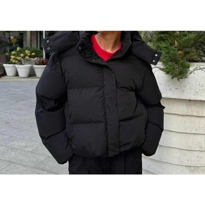 2025 New Winter Warm Jacket for Women Fashion Hooded Solid Overcoat Female Loose Casual Parkas Zipper Long Sleeves Outerwear