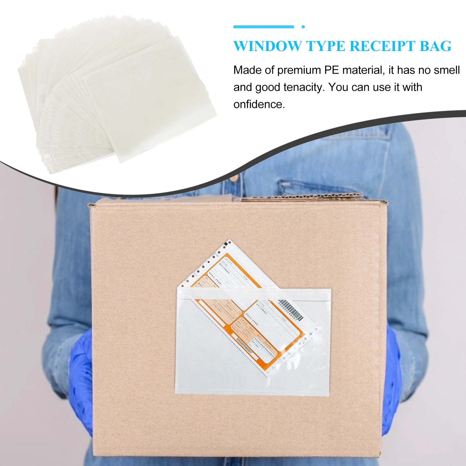 

50 pcs Self Adhesive Transparent PE Storage Bag Waterproof Lightweight Checklist Window Type Packaging Protection File Folder