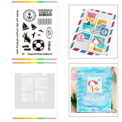 2024 May New Postage Collage Beach Days Clear Stamps and Metal Cutting Dies Stencil Sets Scrapbooking For Greeting Card Making