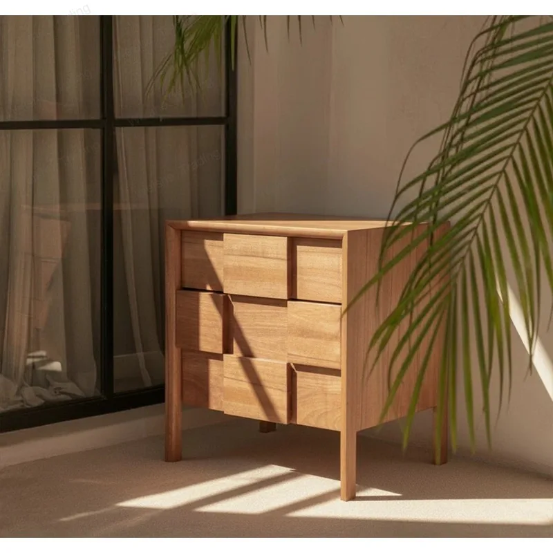 Maple simple solid wood bedside table pure log square storage cabinet bedroom cabinet