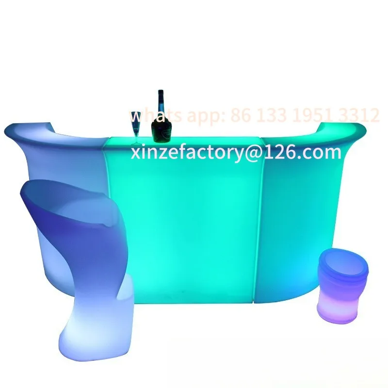 مكتب أمامي في الهواء الطلق مقاوم للماء كوكتيل طاولة بار نادل، أثاث مضيئة ترحيب أنيق #5