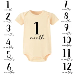 Summer Newborn Infant Cotton Romper Baby Monthly Growth Milestone Funny Cute Toddler Jumpsuits Outfits Ropa Boy Girl Clothes