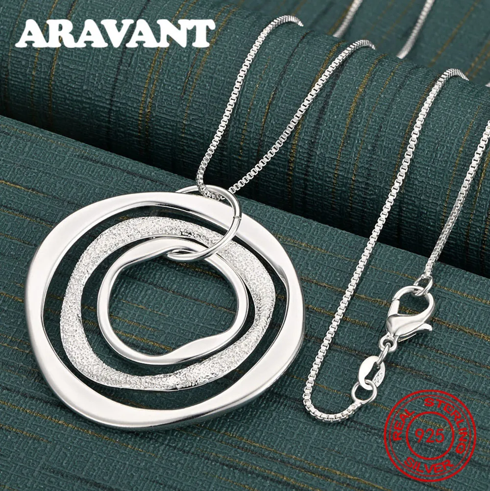 

925 Sterling Silver Wavy Frosted Smooth Alternate Ring Pendant Necklace Small Fresh Design Women'S Engagement Jewelry