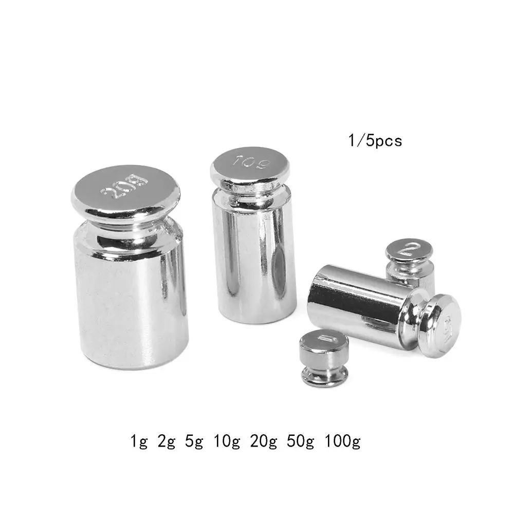 

1/5pcs Accurate Calibration Set Chrome Plating Scale Weights Set 1g 2g 5g 10g 20g 50g 100g Grams For Home Tool