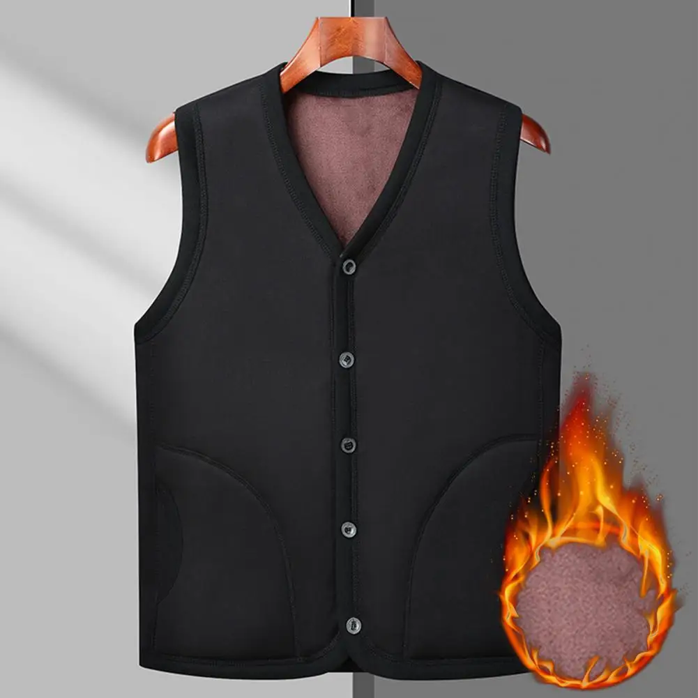 Winter Men's Vests Casual Man Fleece Warm Sleeveless Jackets Fashion V-Neck Outwear Thermal Fishing Waistcoats Clothing