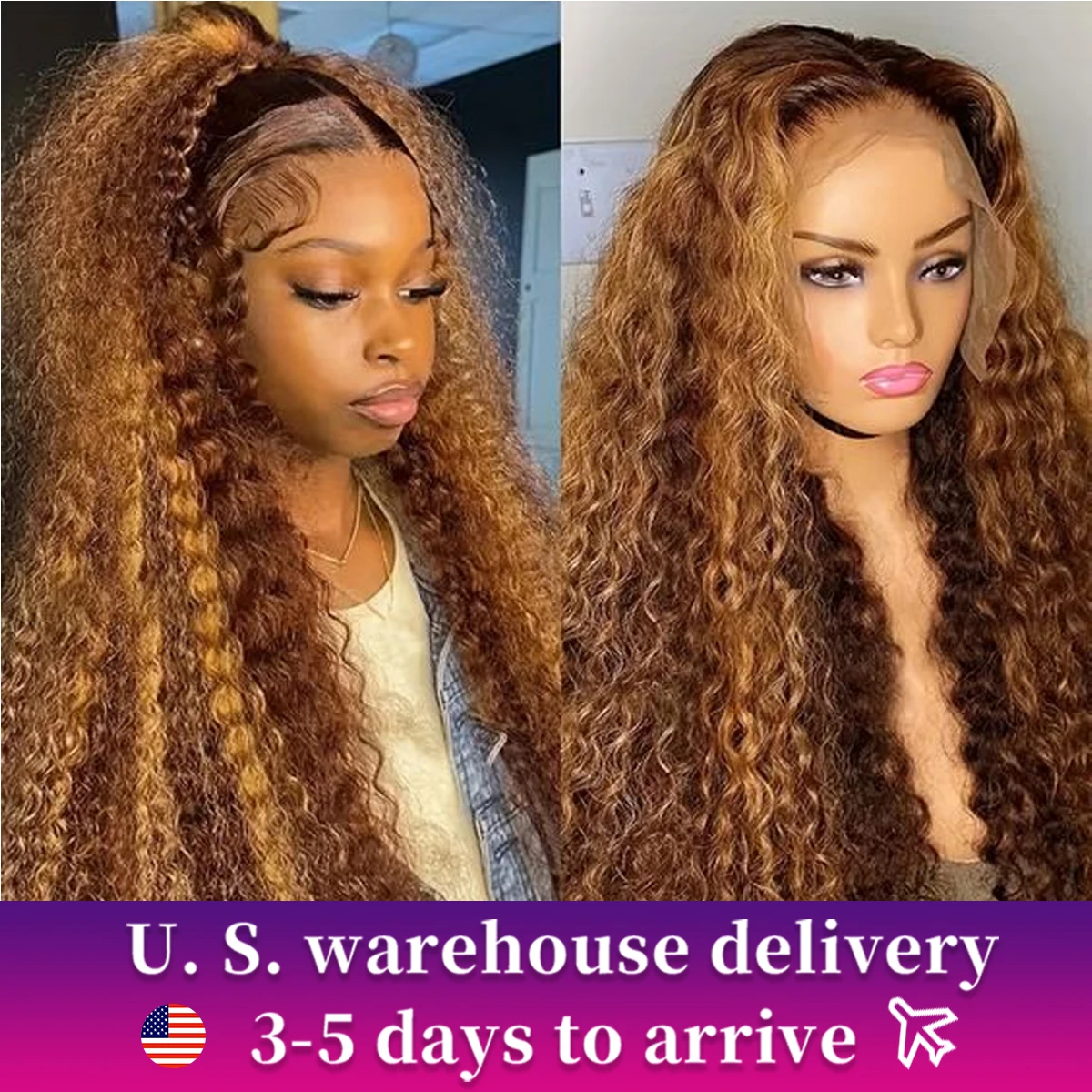

30 32 40 Inch Curly 13x6 Brown 200 Density Lace Frontal Wig 13x5 427 Highlight Ombre HD Deep Wave 13x4 Human Hair Lace Front Wig