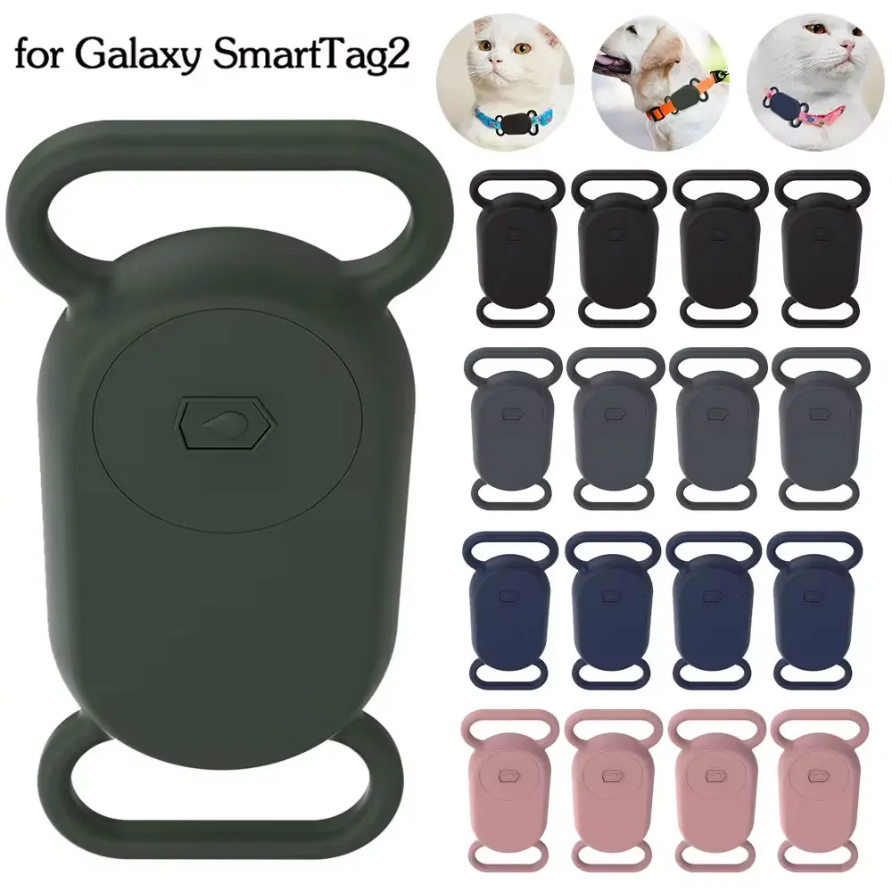 Portable Protector Case Waterproof Silicone Case for Galaxy Smart Tag 2 for Dog Cat Collars Holder for Samsung Galaxy SmartTag 2