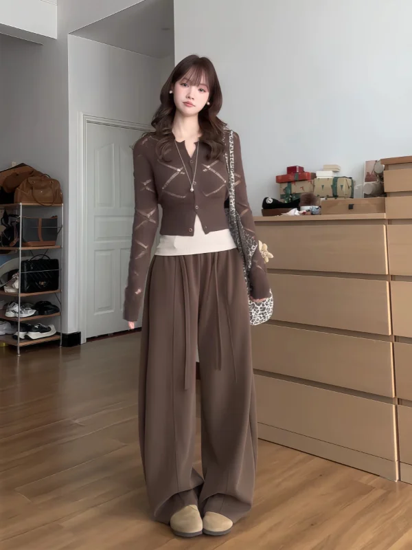 

Женские брюки больших размеров: мягкие, широкие, повседневные, свободного кроя, с высокой талией, в корейском стиле, осенние, новинка, длинные брюки