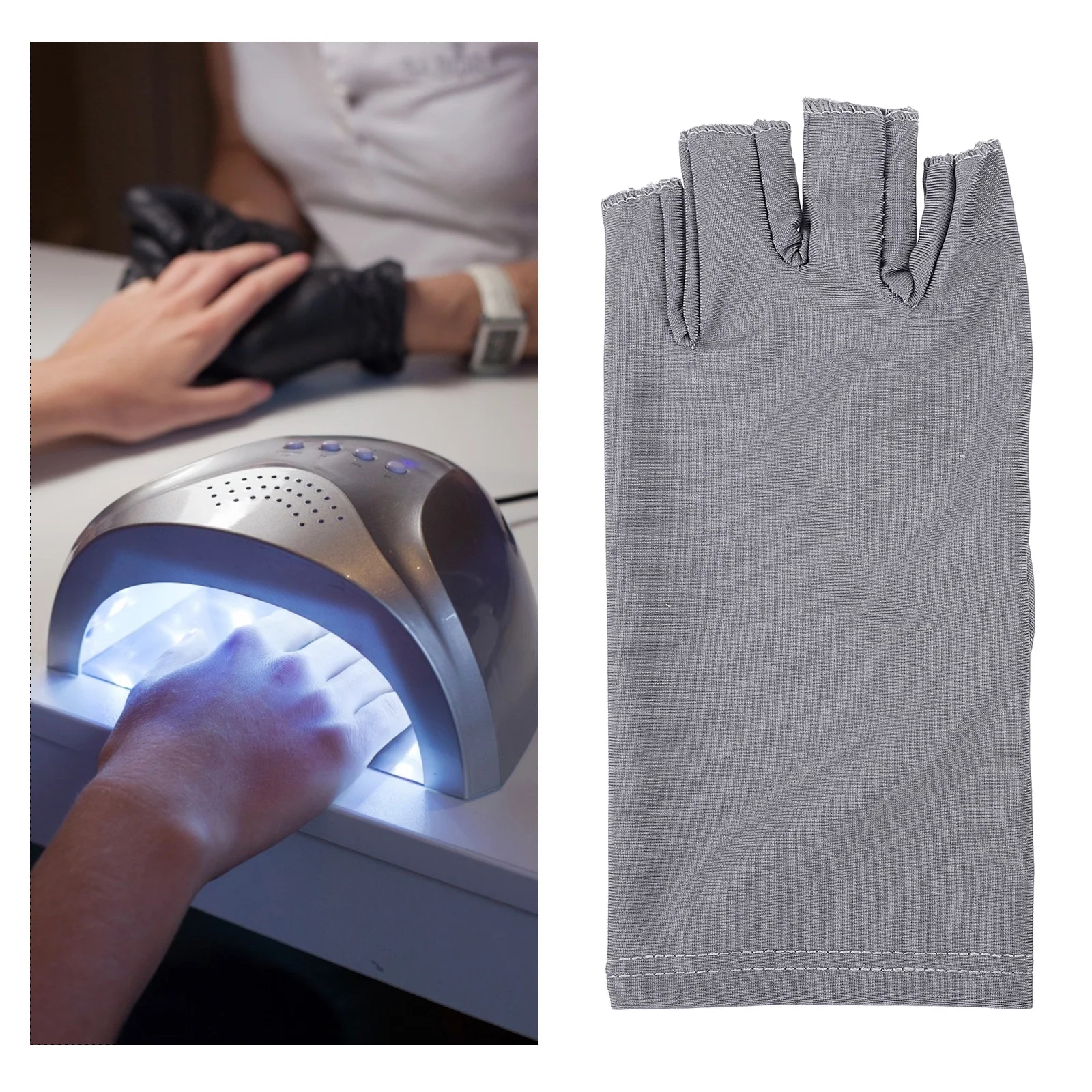 

1 Pair Anti UV Manicure Gloves Lightweight Stretchy Fingerless Mitts for Nail Art Phototherapy Outdoor Cycling Driving Sun