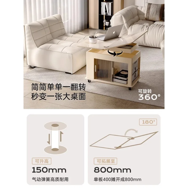 Mobile coffee table, small trolley, foldable lifting living room, sofa side table, multi-functional small apartment