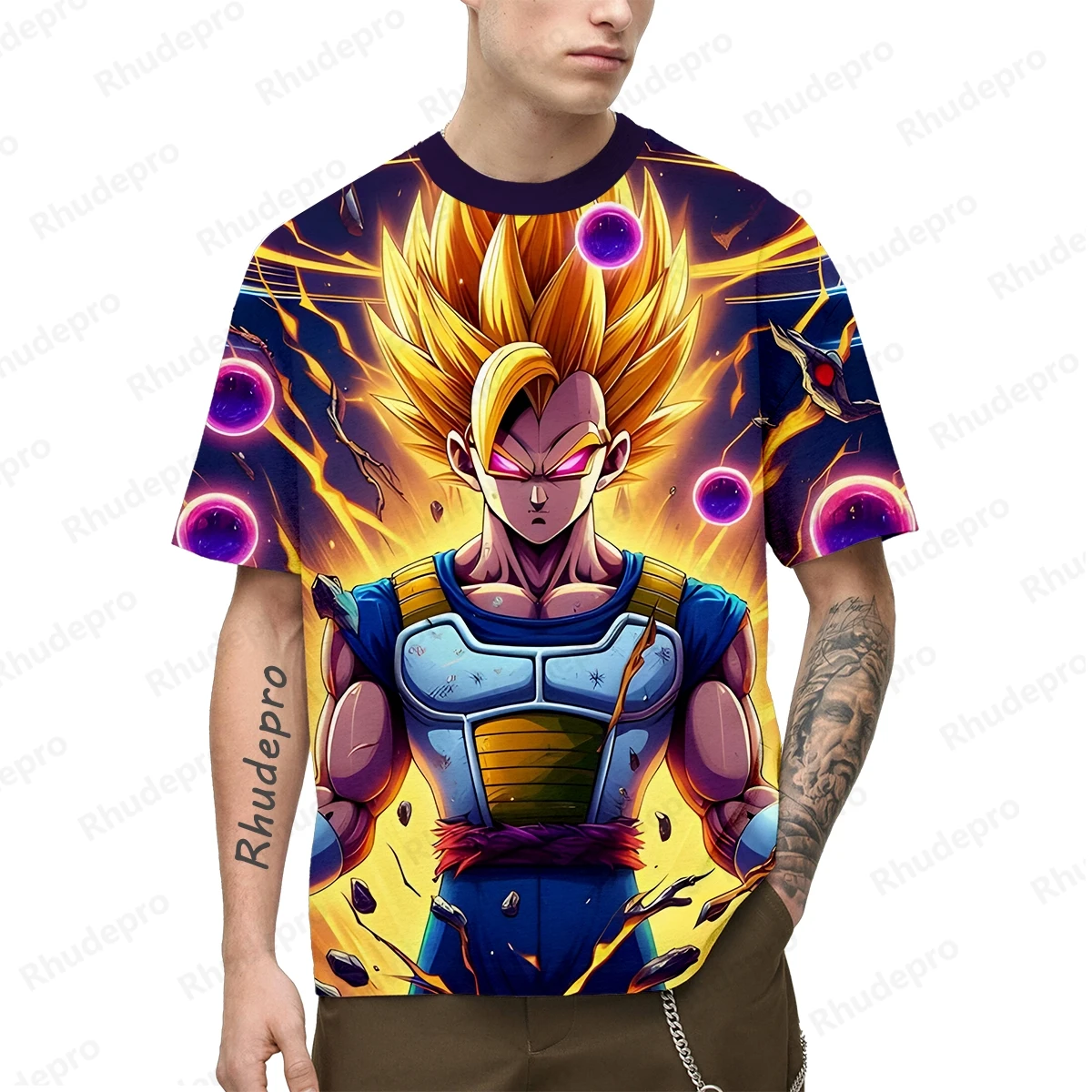 Camisa Dragon Ball Z Streetwear masculina, T-shirt Essentials, Estilo Harajuku, Alta Qualidade, Roupa Masculina, Y2k, Vegeta, 100 a 5XL, 2024