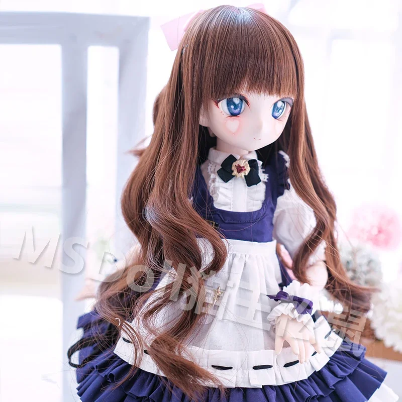 1/3 BJD Wig Single Ponytail Curly Hair Doll Wig Bow Long Hair DIY Dress Up DD MDD Dolls Accessories High Temperature Silk Wig