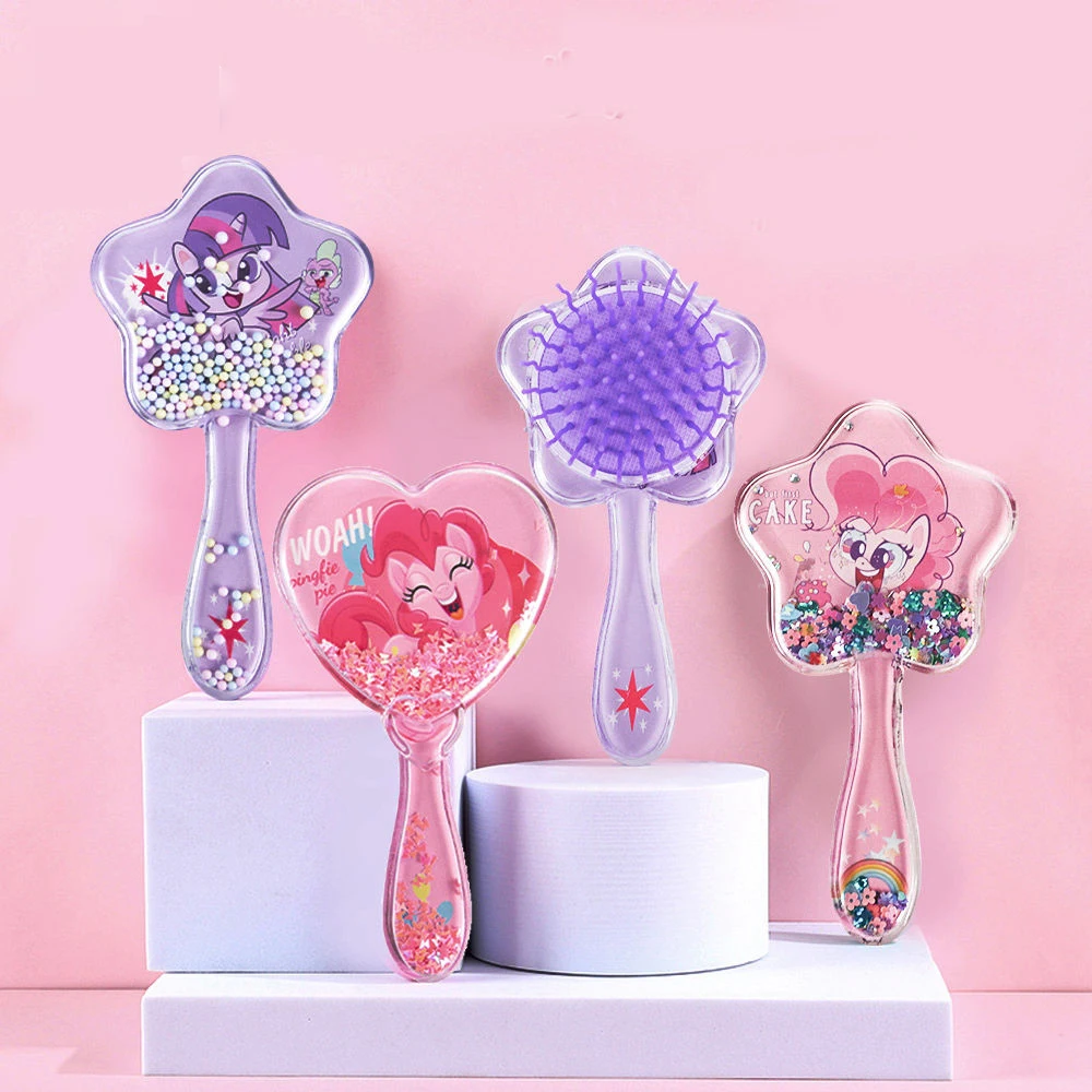 New Cartoon Cute My Little Pony Small Comb Anime Peripherals Children Massage Comb Girlish Heart Portable Mirror Girl Gift