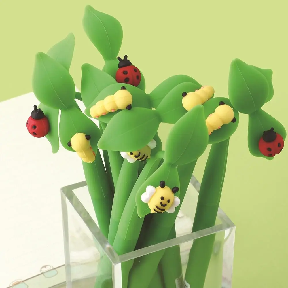 

ST Nib Flowers Insects Leaves Pen 0.5mm Quick-Drying Soft Rubber Dancing Gel Pen Black Ink Writing Smoothly Neutral Gel Pen