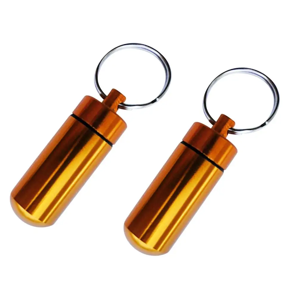 

2x Waterproof Pill Box Case Holder Container Metal Bottle Keychain