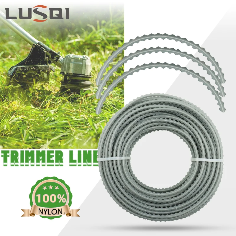 LUSQI 15m*3mm silon mowing tráva strunová lano brushcutter šňůra sekačka strunová náhrada linky pilový zub vzhled