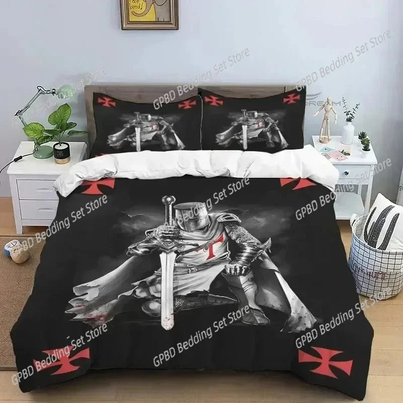 3D Print Medieval Knights Templar Bedding Set Bedroom Soft Modern Bedspreads Comefortable Duvet Cover Quilt Cover And Pillowcase