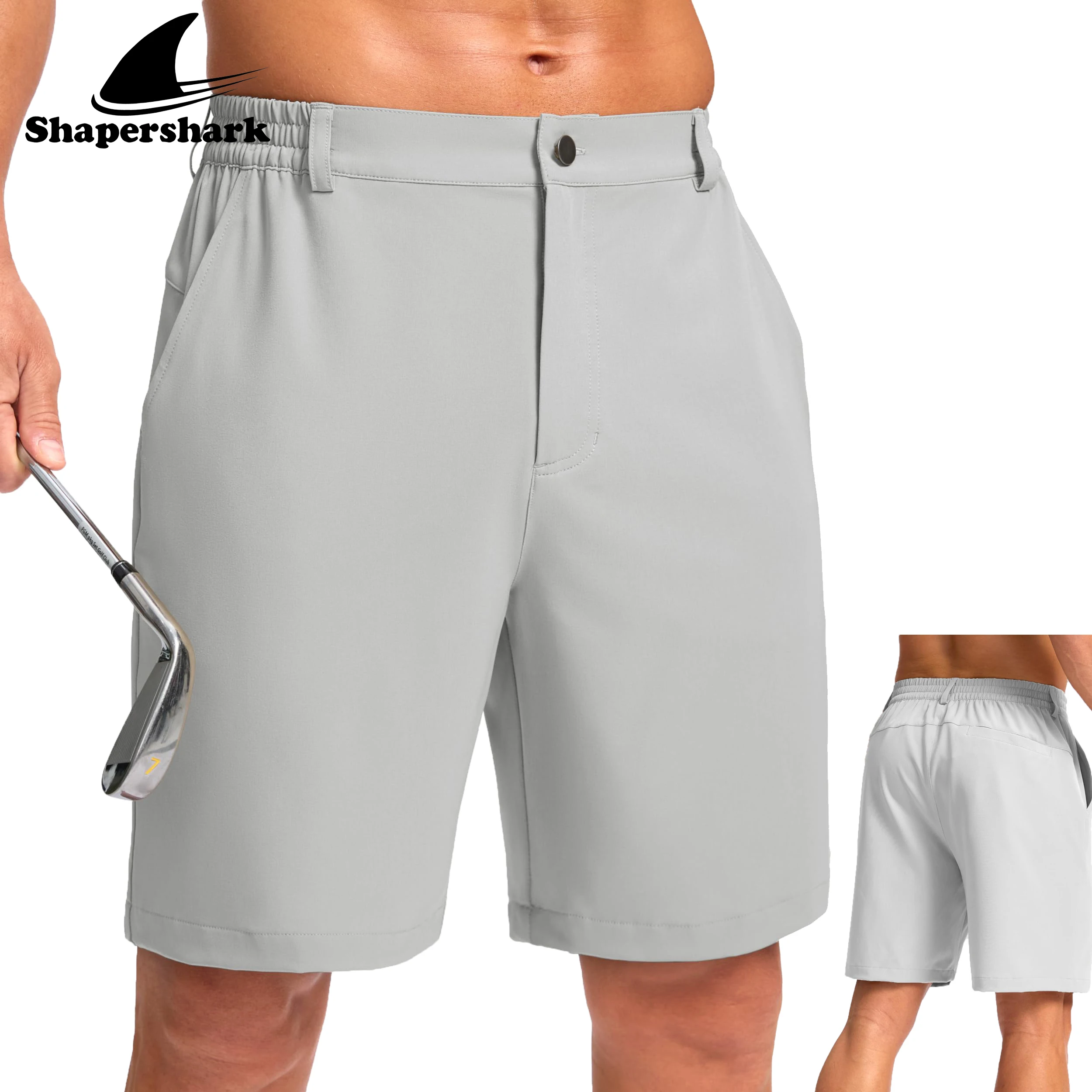 

Men's Loose-Fit Straight-Leg Workwear Shorts with Elastic Waistband, 5-Inch Length, and Zippered Pockets for Outdoor Activities