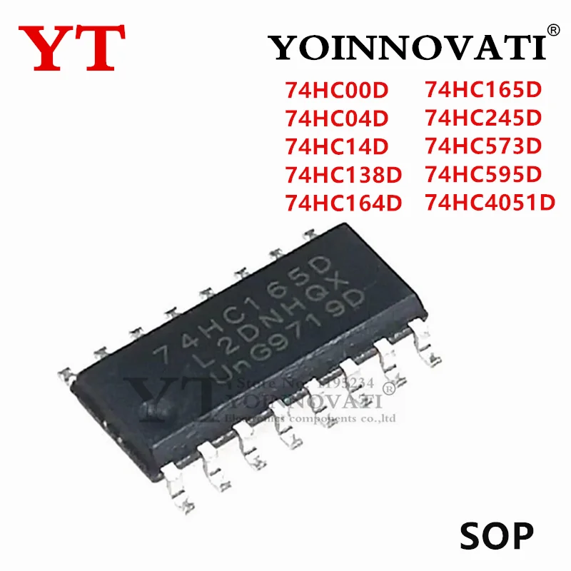 10Pcs New 74HC00D 74HC04D 74HC14D 74HC138D 74HC164D 74HC165D 74HC245D 74HC573D 74HC595D 74HC4051D