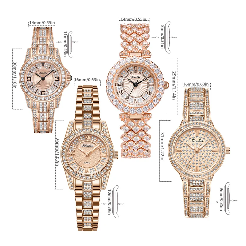 Montre-bracelet en acier étanche pour femme, marque originale, diamants dorés, cadeaux pour filles, marques haut de gamme, montre élégante pour femme, 2024