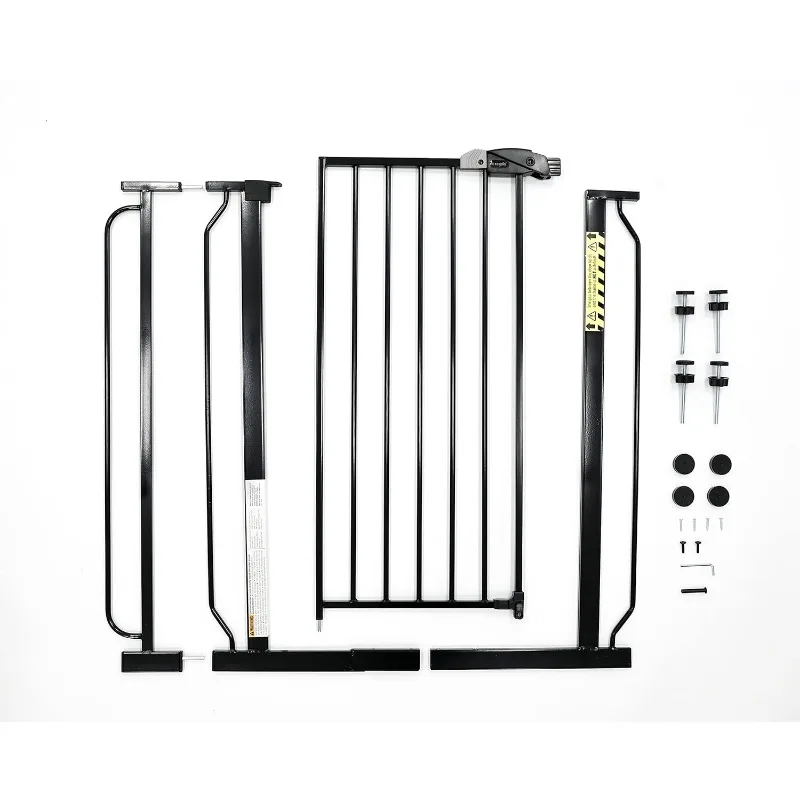 Easy Step Extra Tall Walk Thru Baby Gate, Druckmontageset und Wandbecher und Montageset, Schwarz, 4 Stück (1 Stück)