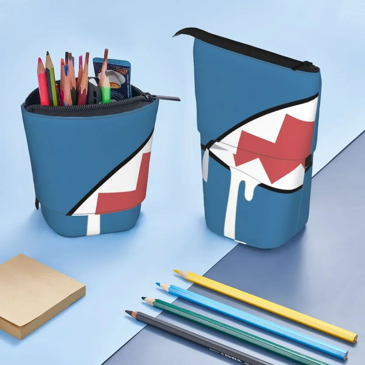 Gawr Gura Shark Mouth Reversible Pencil Case for Studen School Pen Box Pencil Bag Stationery Supplies Pen Holder Bag