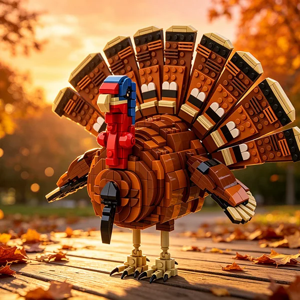 Turkey Building Blocks Model DIY Assembly Bird Figure Toy Thanksgiving Desktop Decoration Gift