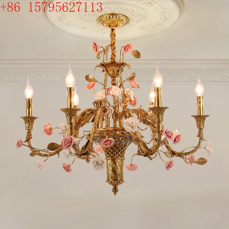 

European pastoral dewaxing ceramic flower living room bedroom dining room book villa luxury lamps