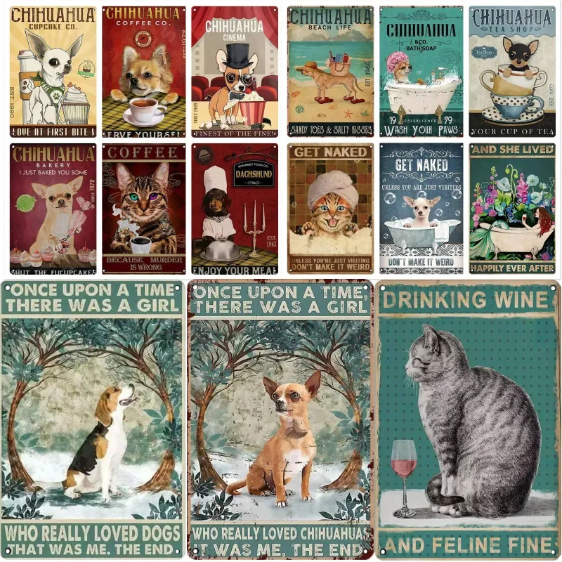 Metall Zeichen Cake Dessert Hund Pin Up Wand Dekor Küche Abendessen Zimmer Restaurant Plakette Dekoration Zinn Eisen Kunst