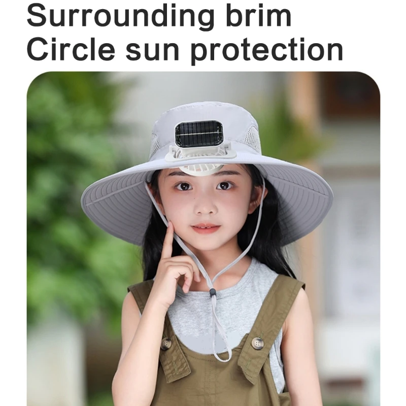 

Cooling Fan Sun Hat for Child Solar Powered Sun Hat Adjustable Fisherman Hat Sweat Absorb Fan Hat for Outdoor Dropshipping