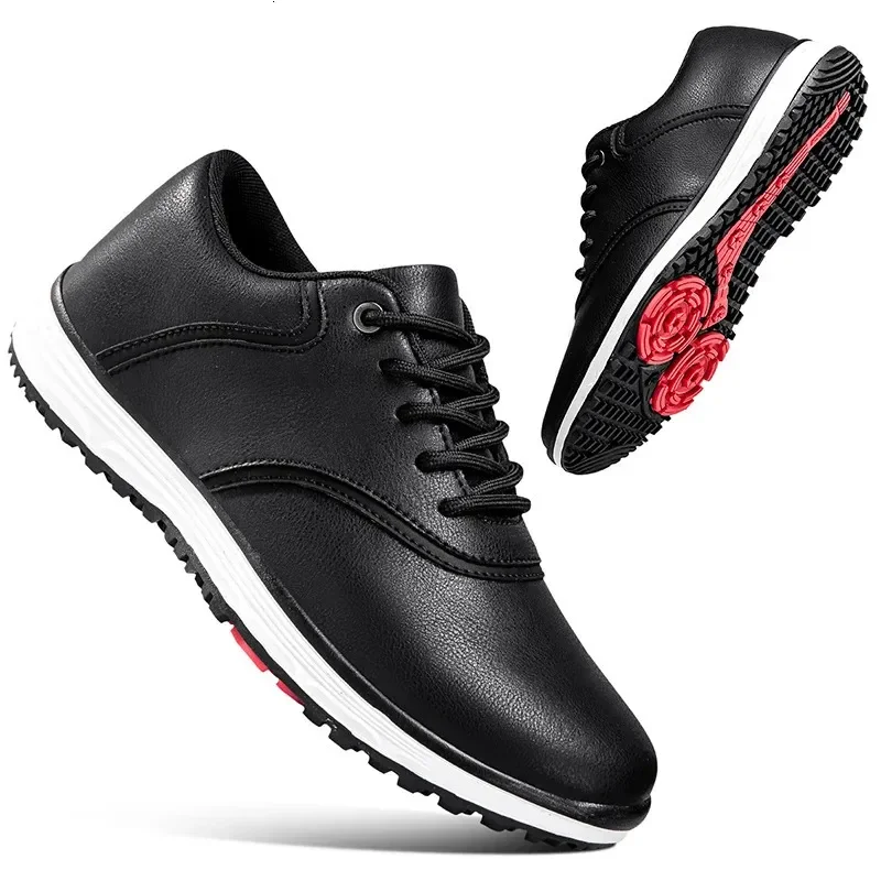 Men Golf Shoes Professional Lightweight Outdoor Golf Trainers Athletic Sneaker Fashion Soft Walking Leather White Black Footwear
