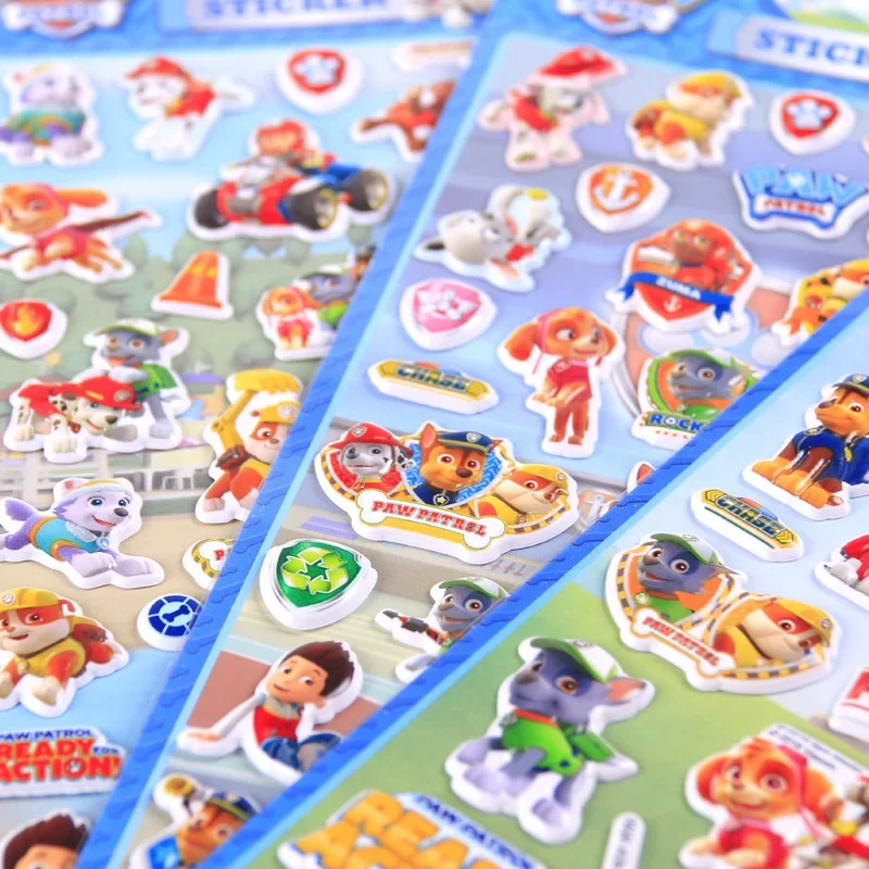 Paw Patrol Bubble Sticker Toy Cute Cartoon Patrol Canine Anime Figure Chase Skye Masks 3D Stickers Kids Birthday Party Supplies