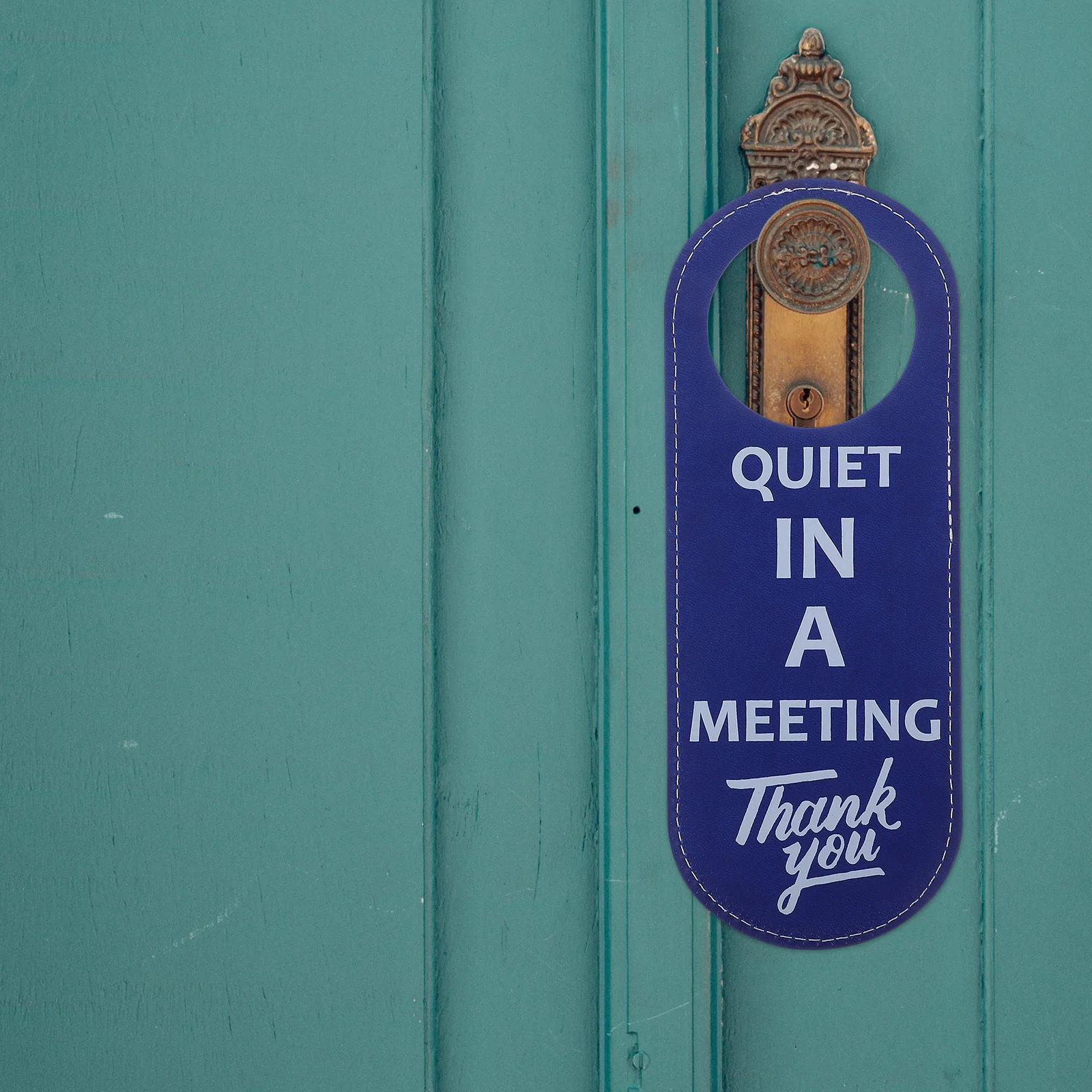 

Quiet in Meeting Blue Dual Side Door Sign for Office Conference Hangers Easy Installation Durability Door Signs