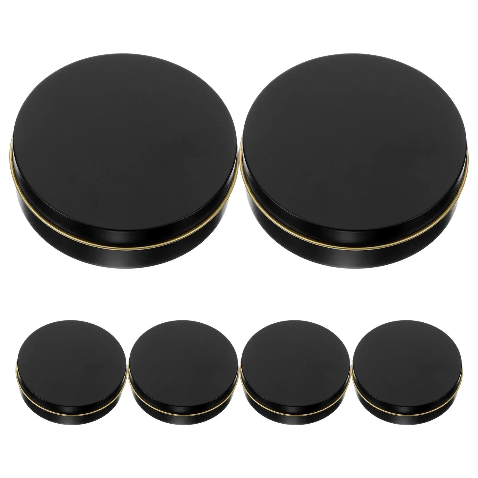 

6 Pcs Balm Jars Round Tin Containers 100ml Black Storage Boxes for Makeup Cream Shampoo Travel Outdoor Use
