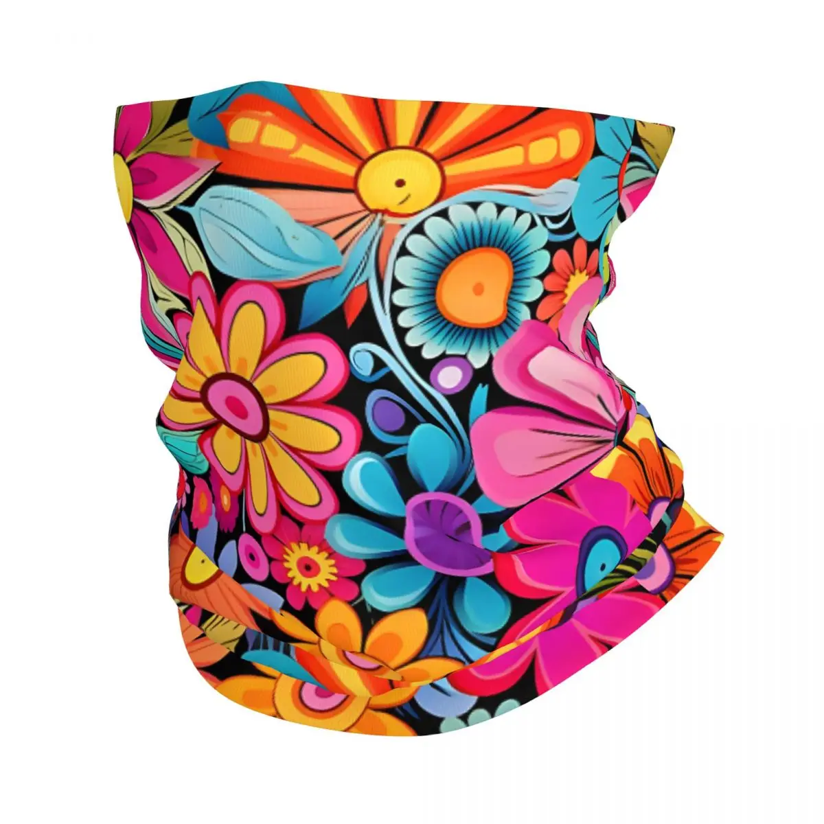 Psychedelic Flower Power Bandana Neck Cover Wrap Scarf Balaclava Cycling Unisex Adult Breathable