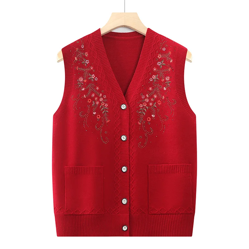 

Insulated Waistcoat Knitted Grandmother Pattern Vest Relaxed Sleeveless Buttonless Vest Autumnal Springtime Cozy Cardigan