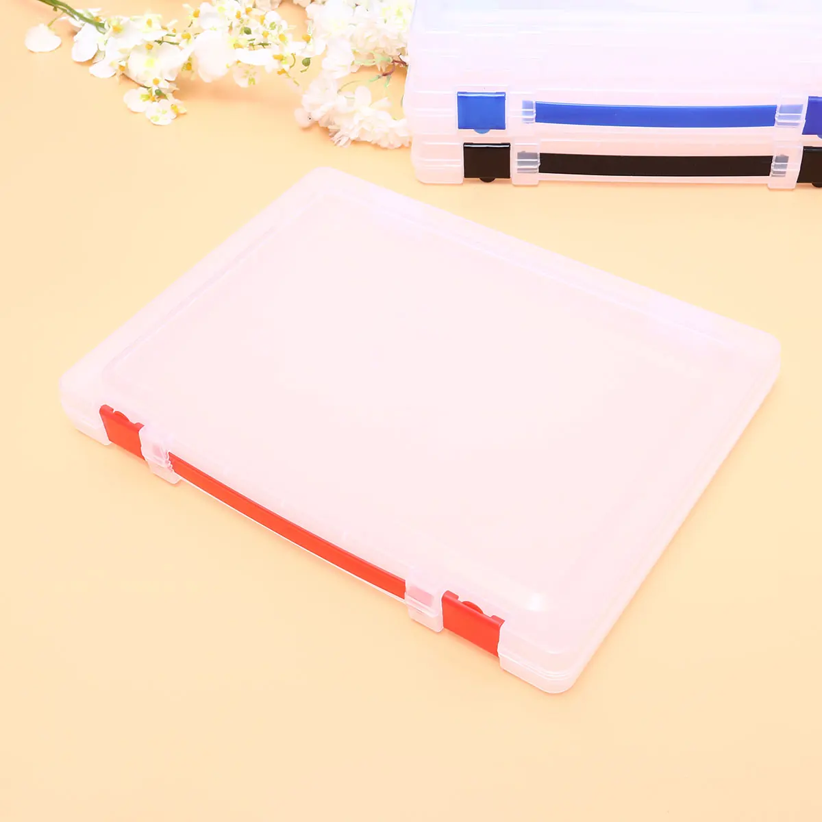 

Stationery Storage Box Paper Clear Container Case Transparent Document Boxes with Lid Organizer