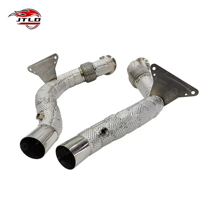 High Quality 304 Stainless Steel Exhaust Downpipe for Ferrari 488 - Performance Upgrade with Heat Shield