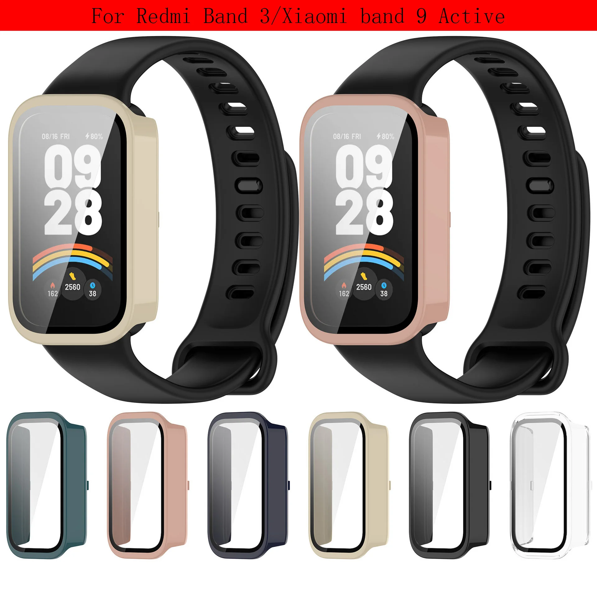 Capa protetora de tela para Redmi Band 3/Xiaomi band 9 Active, capa protetora geral HD para PC rígido.