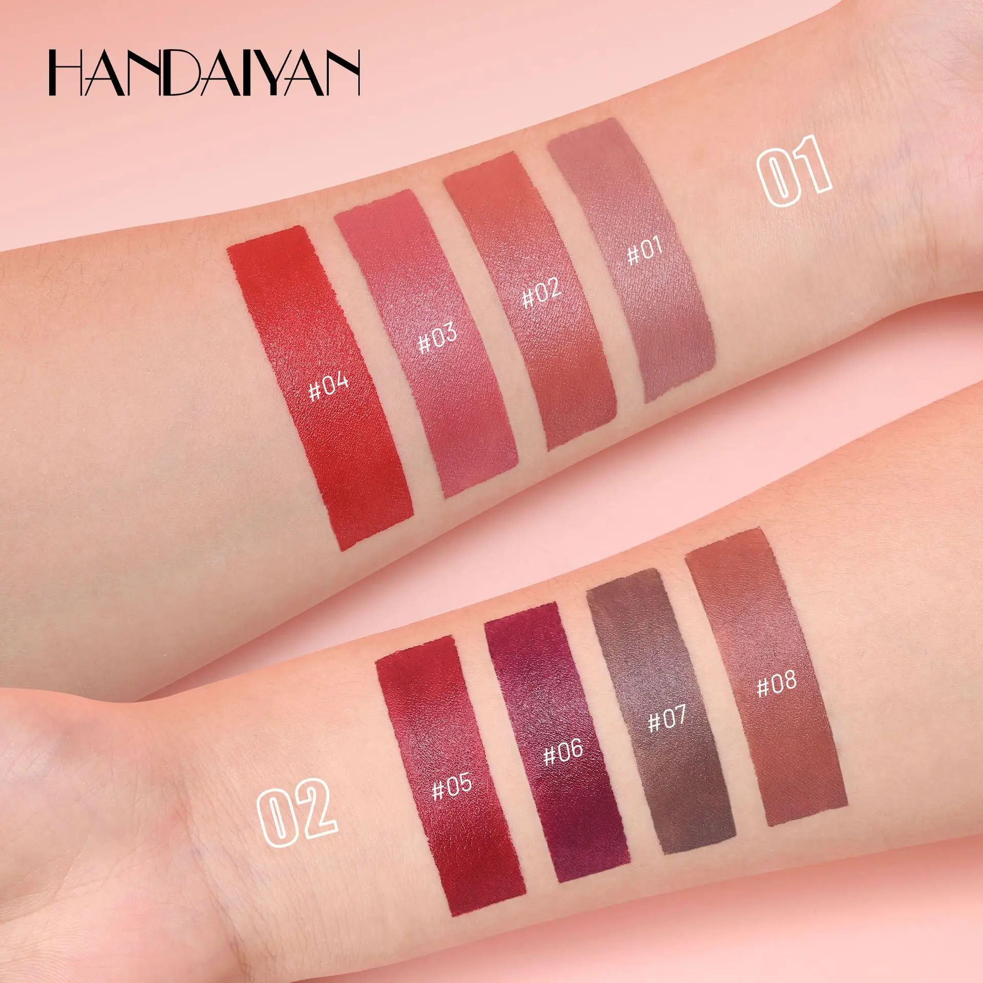 4-delige lipliner- en lippenstiftkrijtset, waterdichte matte overdrachtbestendige formule, definieert lippen en verbetert de teint