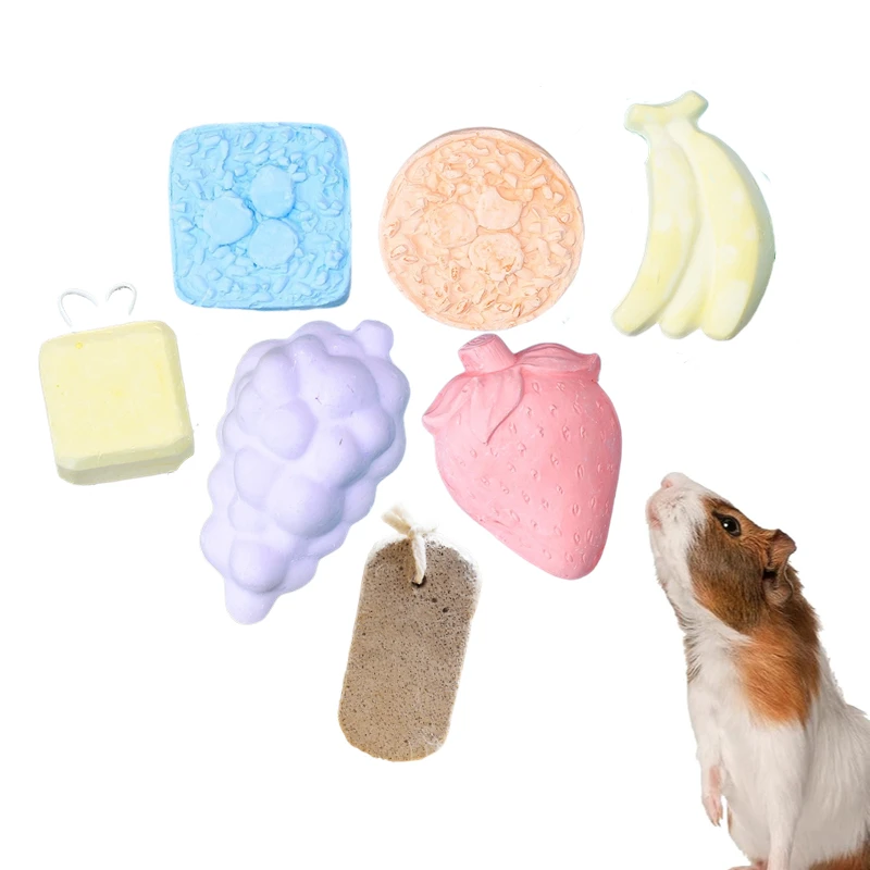 1PC Pet Hamster Molar Stone Toys Mineral Teeth Grinding Stone Totoro Rabbit Dutch Rat Molar Stone Cube Hang Molar Stone Chew Toy